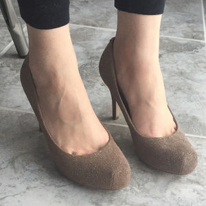 Madden Girl Getta Taupe Glitter Pump Heel